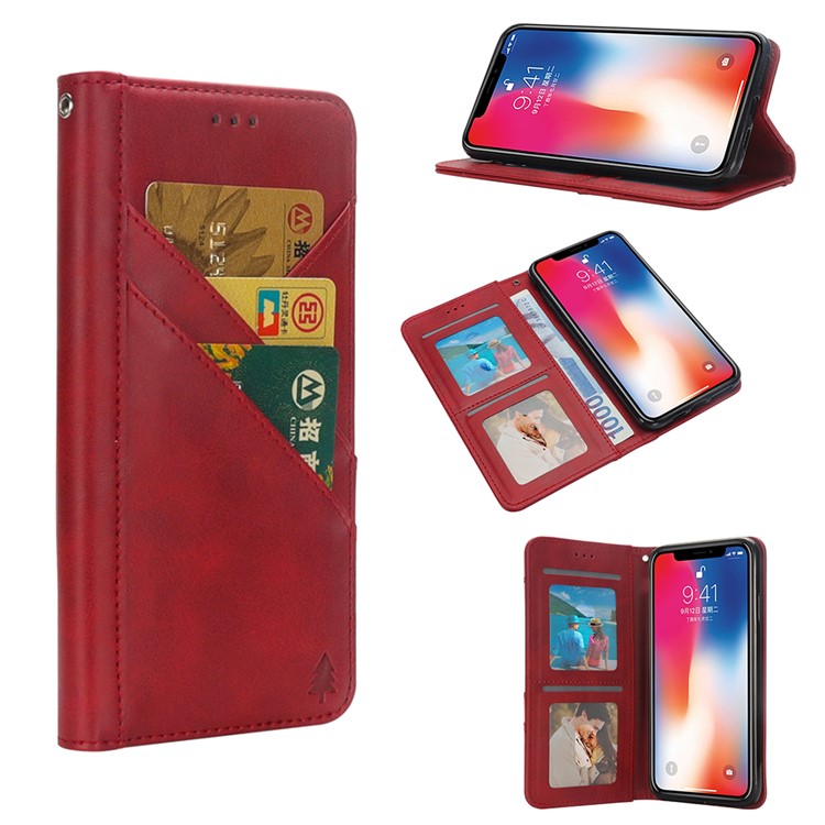 

Флип Кошелек Подставка Кожаный Чехол Для Iphone XS / X 5,8 Дюйма - Красный, iPhone Xs