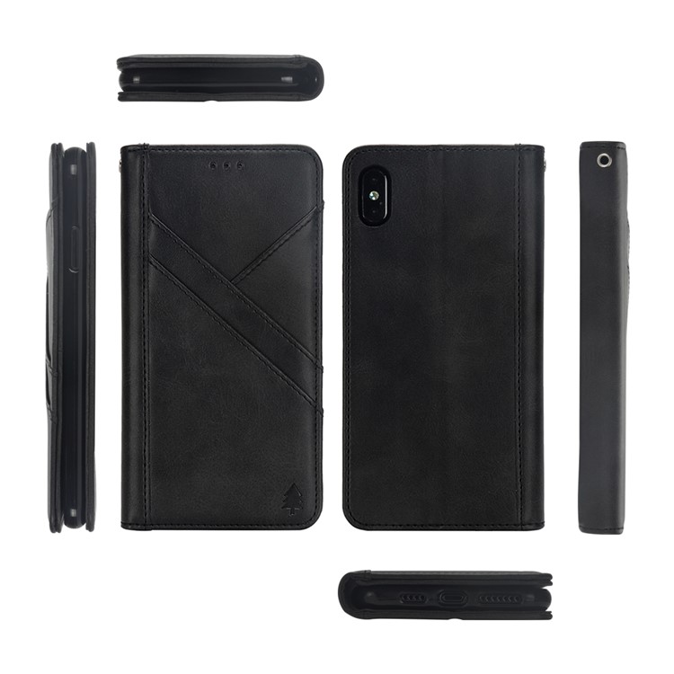 Flip Wallet Stand Leather Phone Case for iPhone XS Max 6.5 inch - Black-9