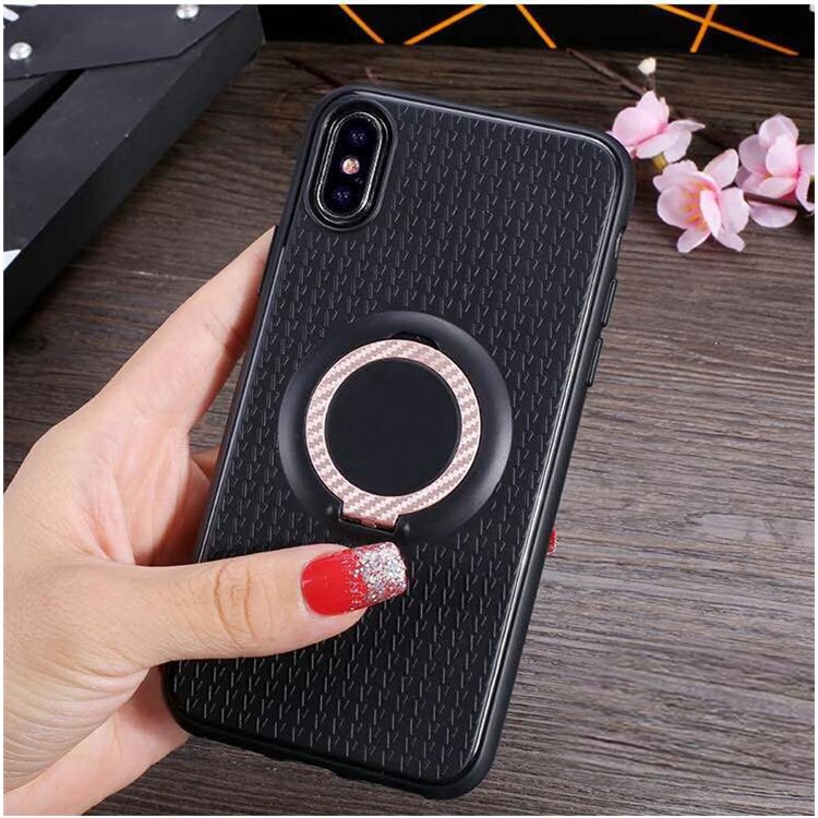 Iface mall палец кольцо подставка tpu аксессуар для iphone xs / x (встроенный магнитный металлический лист) - розовое золото