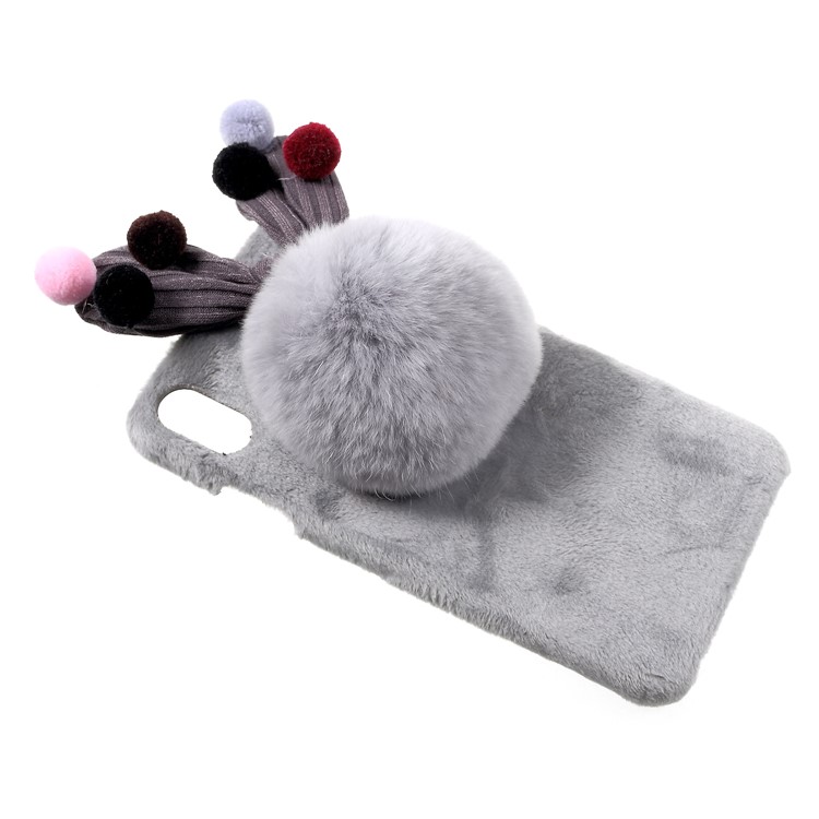 Venonat Decor Soft Fur Coated Plastic Protective Case Cover for iPhone XS 5.8 inch - Grey-2