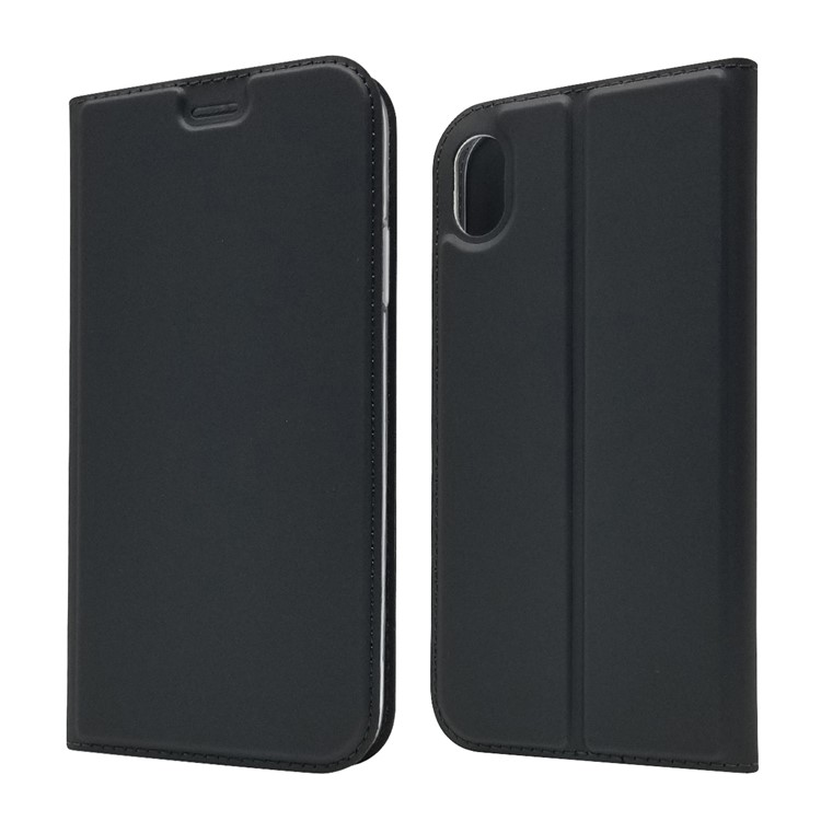 Magnetic Adsorption Leather Card Holder Case for iPhone XS 5.8 inch - Black-1