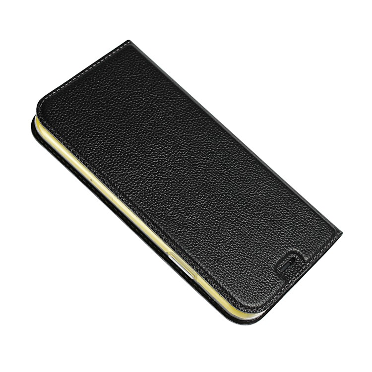 Litchi Skin Auto-absorbed Genuine Leather Card Holder Cellphone Case for iPhone XR 6.1 inch - Black-5