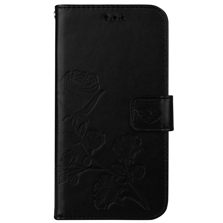 HAT PRINCE Imprinted Rose Pattern PU Leather Case for iPhone XS Max 6.5 inch - Black-1