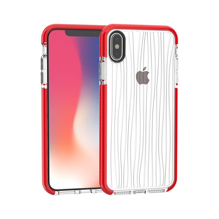 

Anti-slip Water Ripple Soft TPU Cover Shell for iPhone XS Max 6.5 inch - White / Red, iPhone XS Max