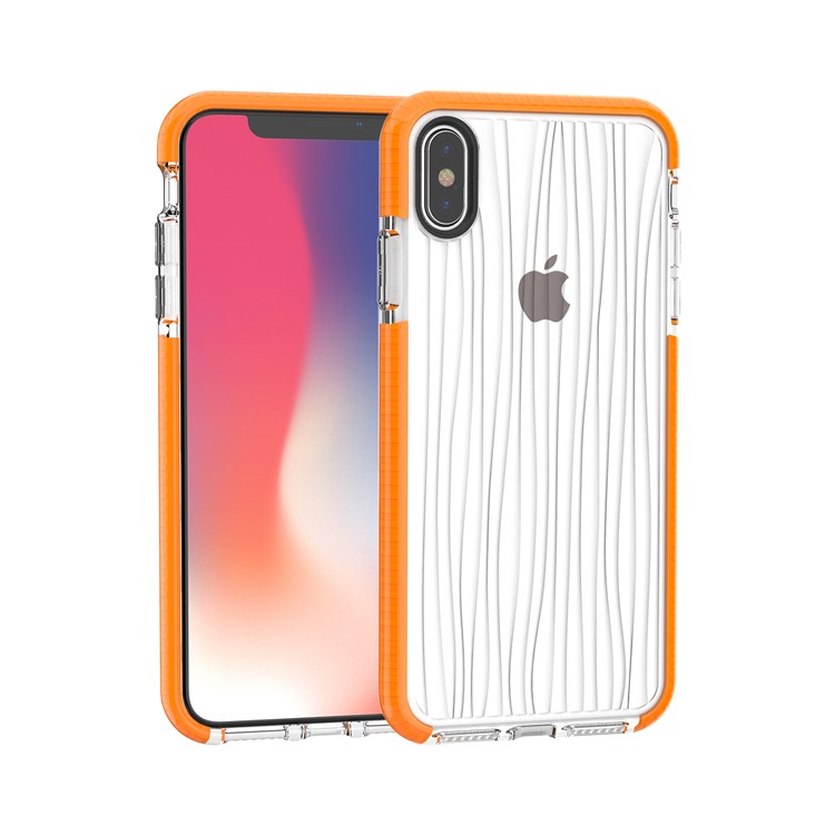 

Anti-slip Water Ripple Soft TPU Mobile Cover for iPhone XS Max 6.5 inch - White / Orange