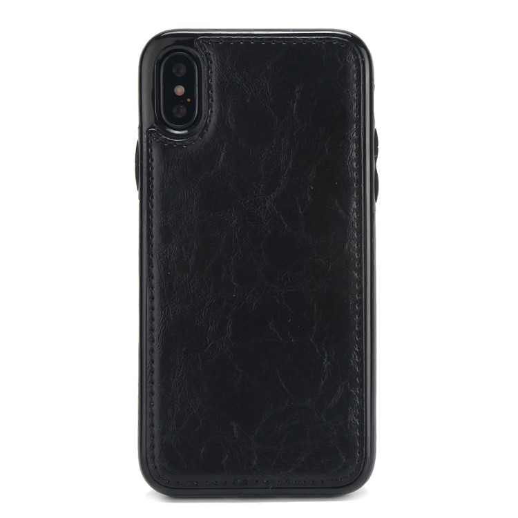 

PU Кожаный Покрытый TPU Гибридный Мобильный Чехол Для Iphone XS Max 6.5 Inch - Сумасшедшая Текстура Лошади / Черный, iPhone XS Max