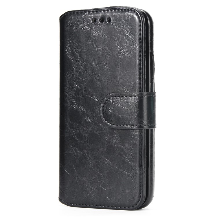 2-in-1 Detachable Oil Buffed Leather Wallet Case Stand for iPhone XS Max 6.5 inch - Black-2