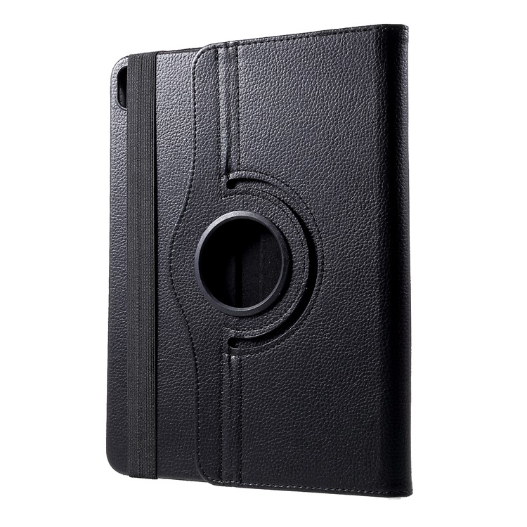 Cubierta De Cuero De Grano De Lichí Con Soporte Giratorio De 360 grados Para Ipad Pro De 11 Pulgadas (2018) - Negro-1