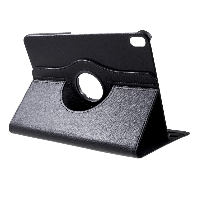Cubierta De Cuero De Grano De Lichí Con Soporte Giratorio De 360 grados Para Ipad Pro De 11 Pulgadas (2018) - Negro-4