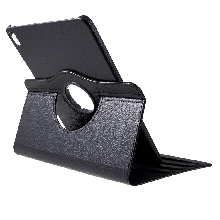 Cubierta De Cuero De Grano De Lichí Con Soporte Giratorio De 360 grados Para Ipad Pro De 11 Pulgadas (2018) - Negro-5
