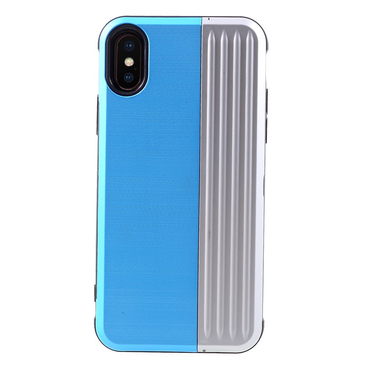 

PC + TPU Kickstand Back Cover with Card Slot for iPhone XS Max 6.5 inch - Blue / Silver, iPhone XS Max