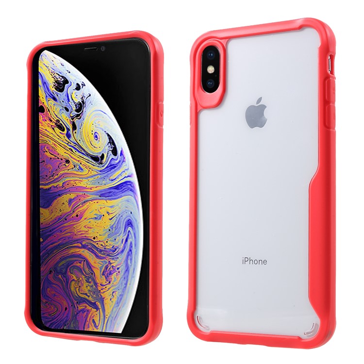 

Shock-absorption Clear Acrylic and Silicone Hybrid Case for iPhone XS Max 6.5 inch - Red
