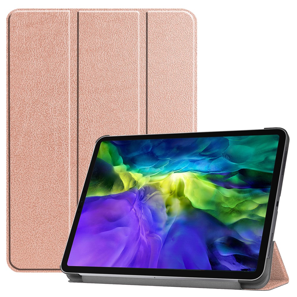 PU Leather Cover for iPad Pro 11-inch (2022)/(2021)/(2020)/(2018) Tri-fold Stand Smart Case - Rose Gold