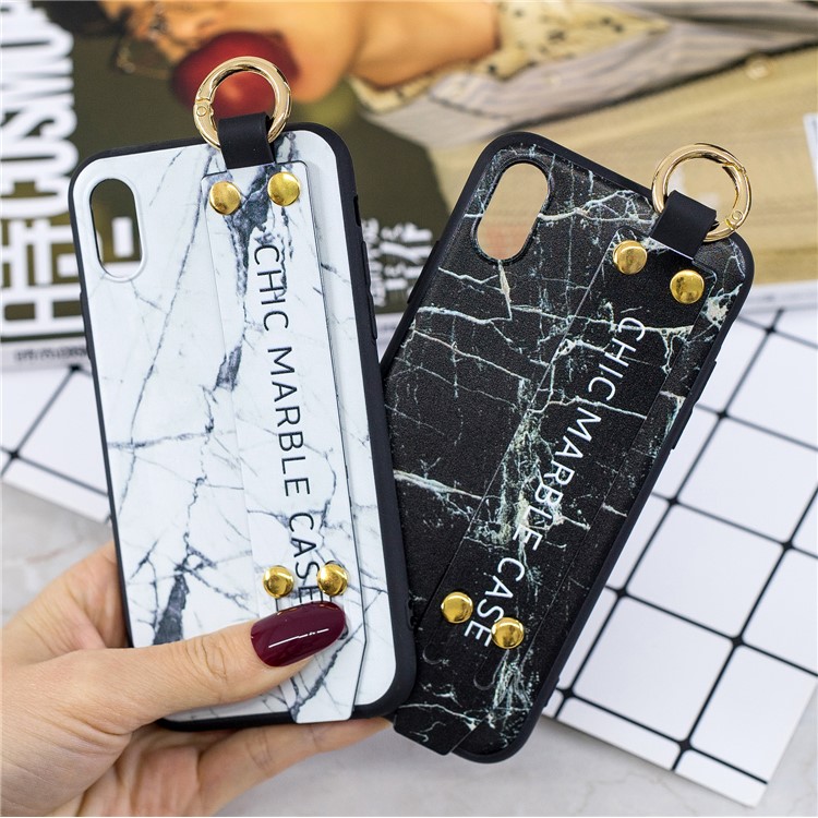 Marble Pattern Printing TPU Back Shell for iPhone XS/X - Grey-2