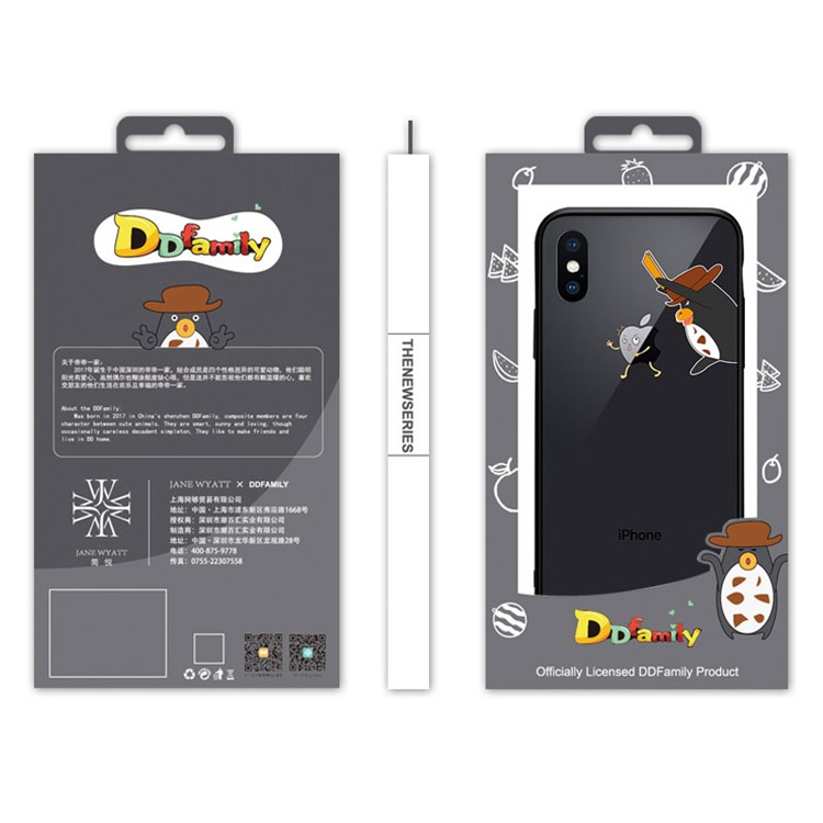 NXE Happy Series TPU Pattern Printing Glass Hybrid Case for iPhone XS 5.8 inch - Running Penguin-5