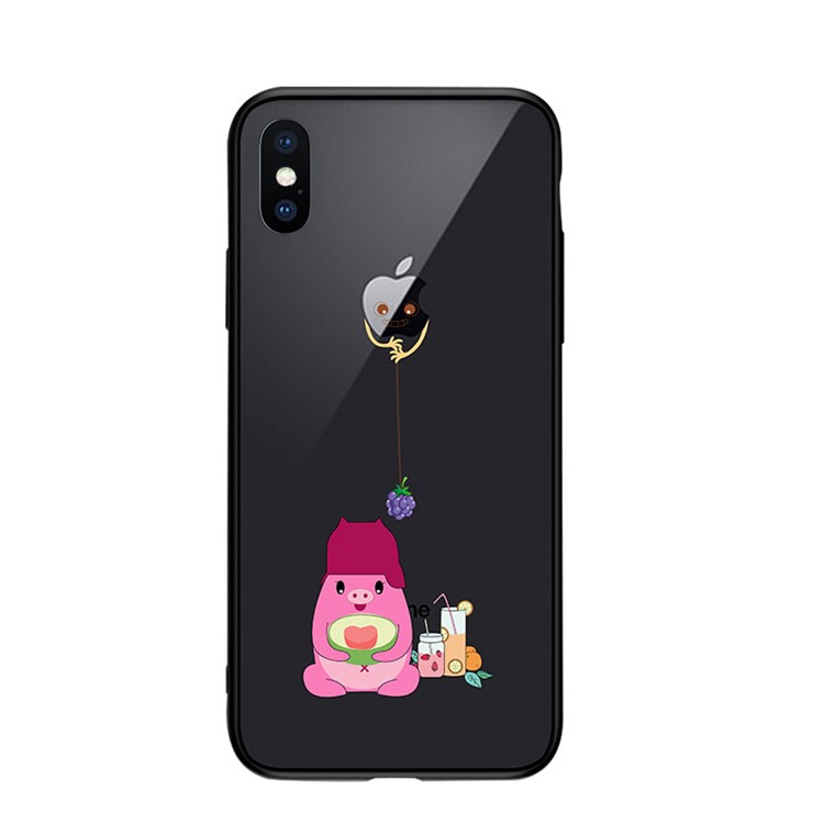 

NXE Счастливые Серии ТПУ Шаблон Печати Стекла Защитный Чехол Для Iphone XS 5,8 Дюйма - Прекрасная Свинья, iPhone Xs