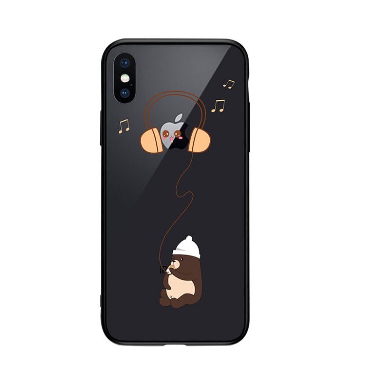 

NXE Счастливые Серии ТПУ Шаблон Печать Стекла Защитная Оболочка Для Iphone XS 5,8 Дюйма - Музыка Медведь, iPhone Xs