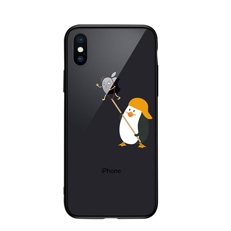 

NXE Счастливые Серии ТПУ Шаблон Печати Стекло Гибридный Чехол Для Iphone XS 5,8 Дюйма - Крутой Пингвин, iPhone Xs