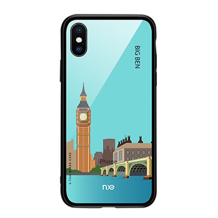 NXE Pattern Printing Tempered Glass + Bayer TPU Hybrid Mobile Phone Case for iPhone XS Max 6.5 inch - Big Ben-1