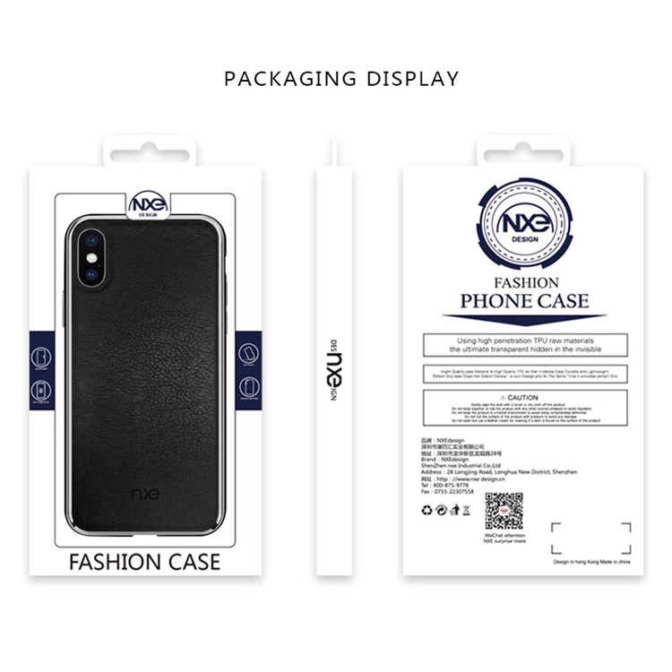 NXE for iPhone XS 5.8 inch Textured Genuine Leather Coated PC Hard Case - Black-4