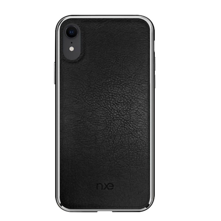 Coque Arrière PC En Cuir Véritable Texturé NXE Pour Iphone XR 6.1 Pouces - Noir-1