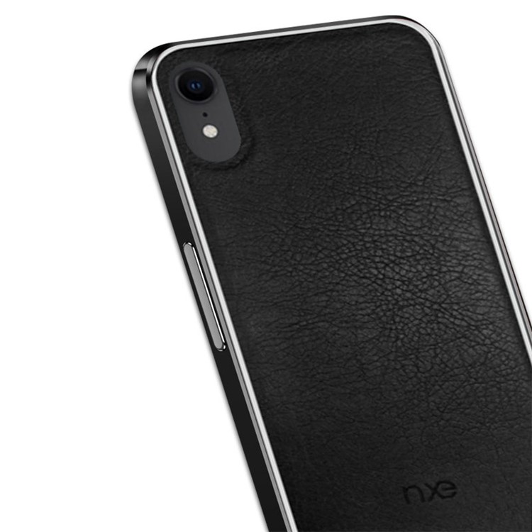 Coque Arrière PC En Cuir Véritable Texturé NXE Pour Iphone XR 6.1 Pouces - Noir-3
