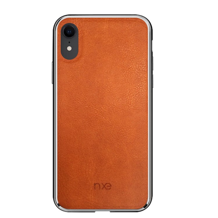 

NXE Textured Genuine Leather Coated PC Cellphone Shell for iPhone XR 6.1 inch - Brown