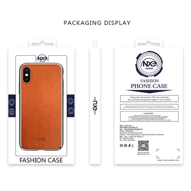 NXE Texturizado Couro Genuíno Revestido Shell Do Telefone Móvel Do PC Para O Iphone XS Max 6,5 Polegadas - Castanho-5