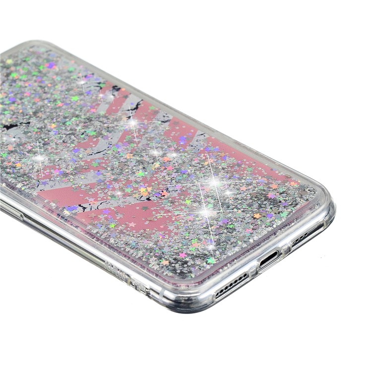 Líquido Glitter Pó Quicksand Dentro Padrão De Impressão À Prova De Choque TPU Voltar Shell Para Iphone XS Max 6.5 Polegada - Pttern De Mármore-6