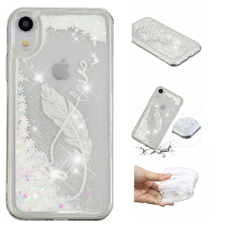 Custodia In Gel TPU Con Motivo Paillettes In Polvere Glitterata Dinamica Per IPhone XR Da 6,1 Pollici - Penna D'oca-1