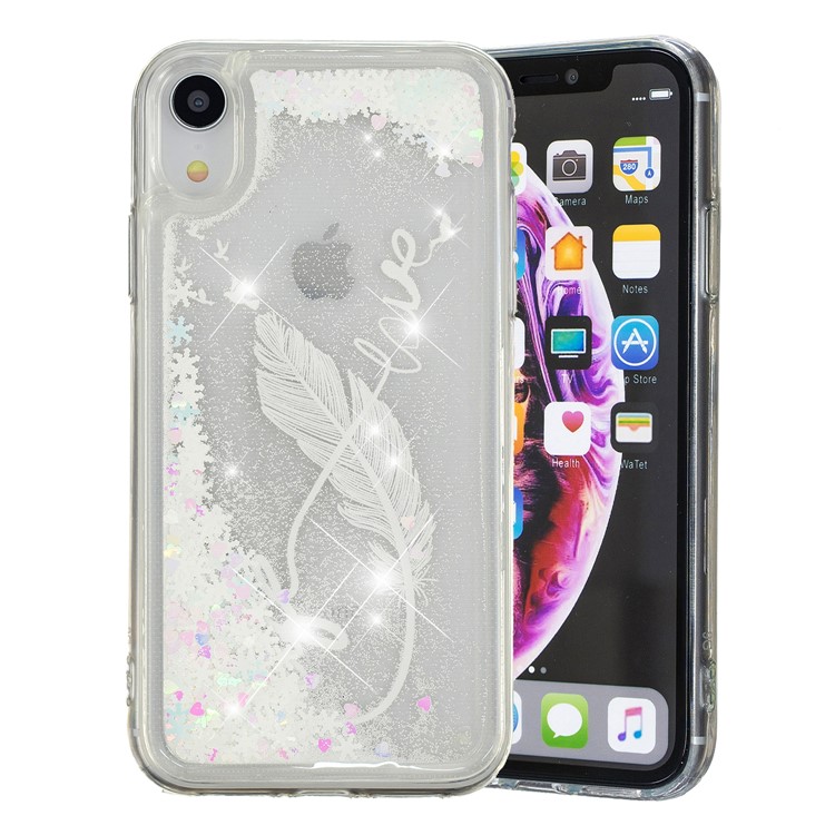 Custodia In Gel TPU Con Motivo Paillettes In Polvere Glitterata Dinamica Per IPhone XR Da 6,1 Pollici - Penna D'oca-2