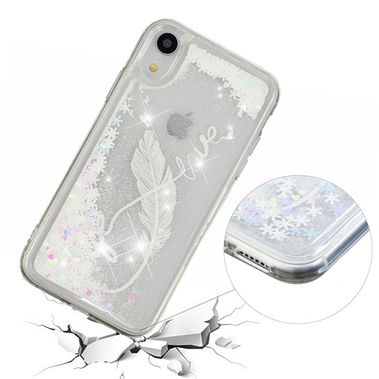 Custodia In Gel TPU Con Motivo Paillettes In Polvere Glitterata Dinamica Per IPhone XR Da 6,1 Pollici - Penna D'oca-3