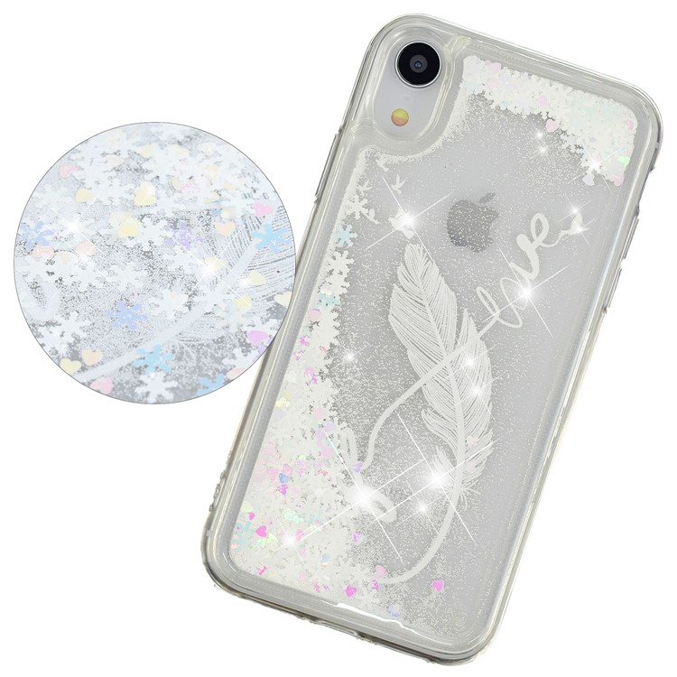Custodia In Gel TPU Con Motivo Paillettes In Polvere Glitterata Dinamica Per IPhone XR Da 6,1 Pollici - Penna D'oca-4