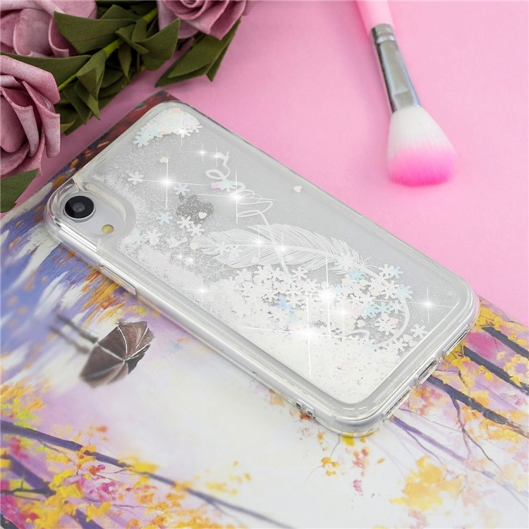 Custodia In Gel TPU Con Motivo Paillettes In Polvere Glitterata Dinamica Per IPhone XR Da 6,1 Pollici - Penna D'oca-7