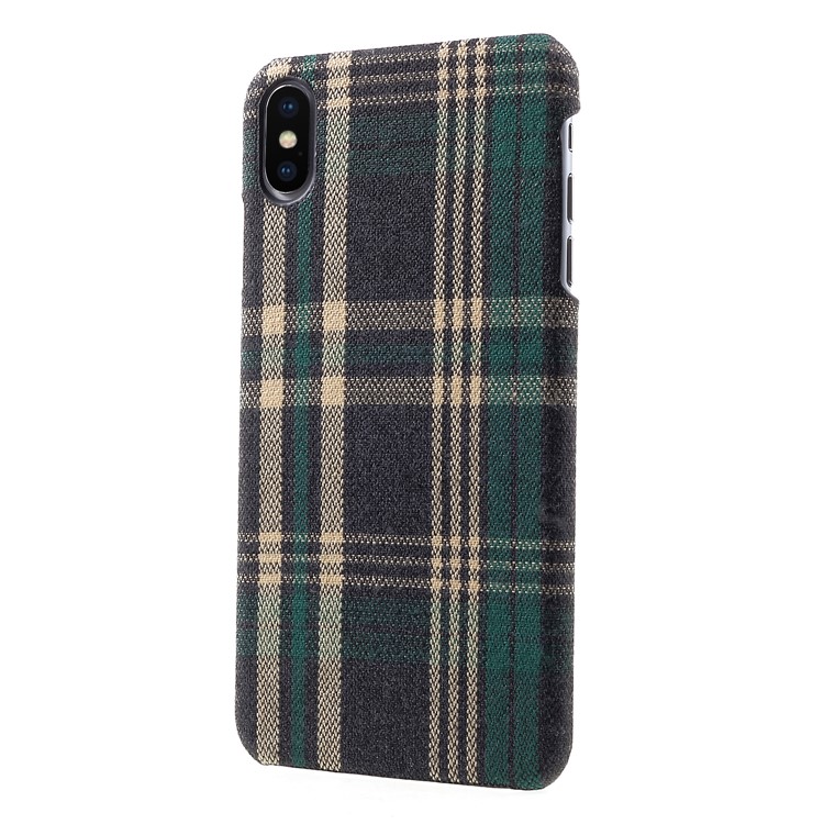 For iPhone XS Max 6.5 inch Lattice Pattern Cloth Coated PC Casing - Green-3