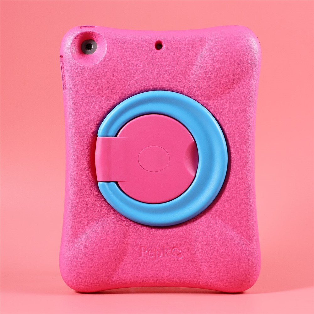 PEPKOO Cool EVA Shockproof Cover with 360 Degree Rotary Kickstand for iPad 9.7-inch (2018) / (2017) - Rose / Blue