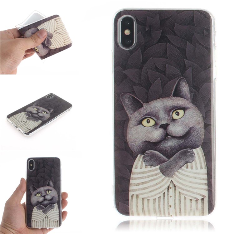 

Pattern Printing IMD TPU Protective Case for iPhone XS Max 6.5 inch - Grey Cat, iPhone XS Max
