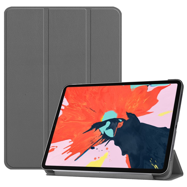 Трехслойная подставка smart pu кожа защитная крышка для ipad pro 12,9 дюймов (2018) - серый