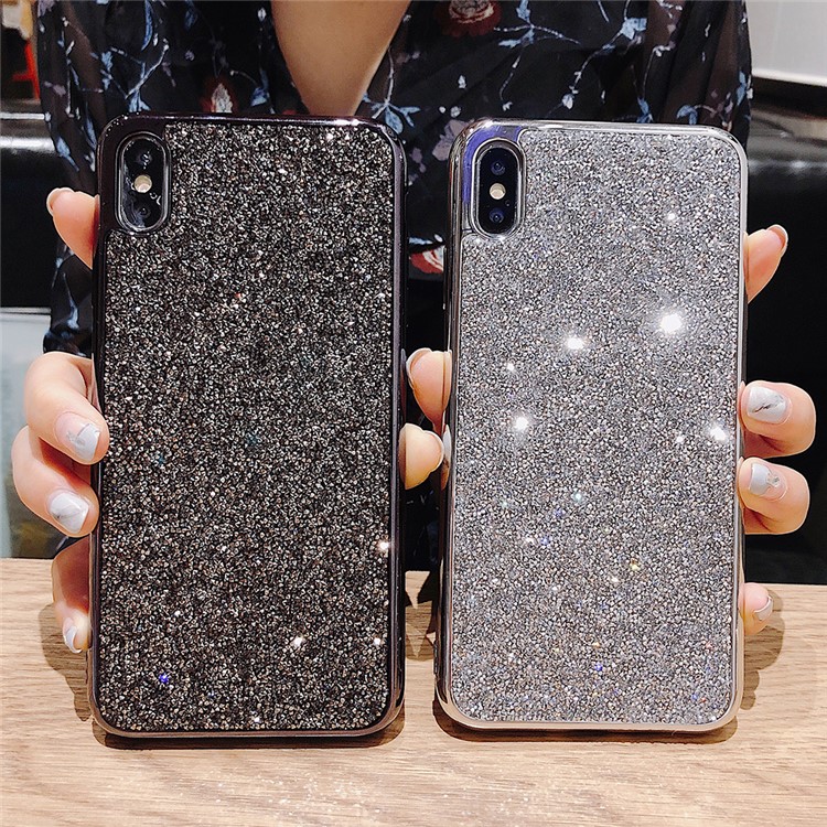 Electroplating Rhinestone Decoration Soft TPU Case for iPhone XS Max 6.5 inch - Black-4