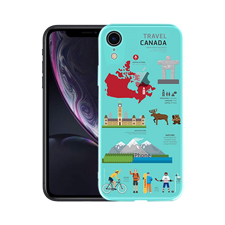 

NXE Узорчатое Заднее Стекло + Мягкий Чехол Для Кросс-гибридного TPU Для Iphone XR 6.1 Inch - Путешествия В Канаду, iPhone XR