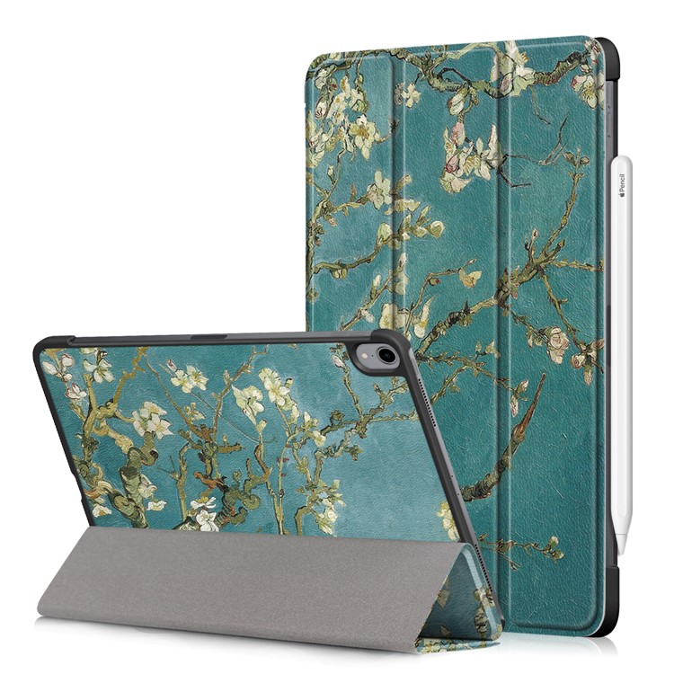 Estuche Elegante De Cuero Con Soporte De Tres Pliegues Para Ipad Pro De 11 Pulgadas (2018) Compatible Con Lápiz Inalámbrico De Carga Inalámbrica - Almendro En Flor-1