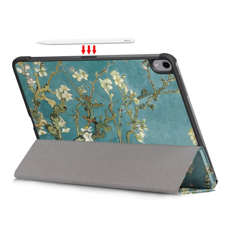 Estuche Elegante De Cuero Con Soporte De Tres Pliegues Para Ipad Pro De 11 Pulgadas (2018) Compatible Con Lápiz Inalámbrico De Carga Inalámbrica - Almendro En Flor-7