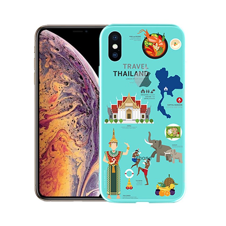 

NXE Узорчатое Стекло Назад + Мягкий Чехол Для Кросс-гибридного TPU Для Iphone XS Max 6.5 Inch - Путешествия Таиланд, iPhone XS Max