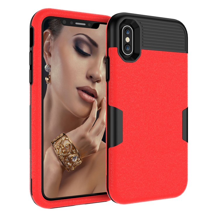 

Для Iphone XS 5.8 Дюймовый 3-в-1 Задняя Крышка Матовая Поверхность ПК Силиконовый Гибридный Противоударный Чехол - Черный / Красный, iPhone Xs