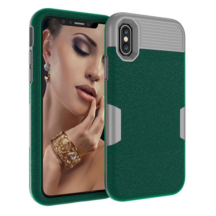 

Для Iphone XS 5.8 Дюйма 3-в-1 Защитная Крышка Матовая Поверхность ПК Силиконовый Гибридный Противоударный Чехол - Серый / Зеленый, iPhone Xs