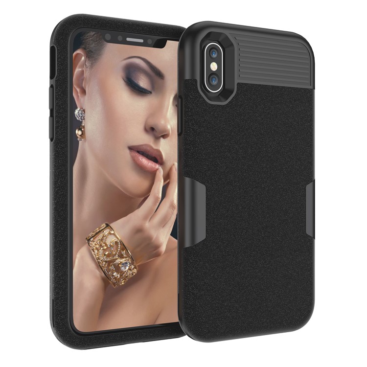 

For iPhone XS Max 6.5 inch 3-in-1 Case [Matte Surface] PC Silicone Hybrid Shockproof Case - All Black, iPhone XS Max