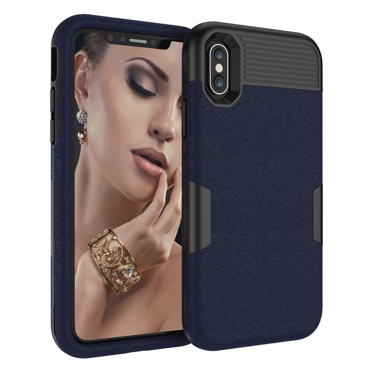 

Для Iphone XS Max 6.5 Дюймовый 3-в-1 Мобильный Корпус [матовая Поверхность] ПК Силиконовый Гибридный Противоударный Чехол - Черный / Синий, iPhone XS Max