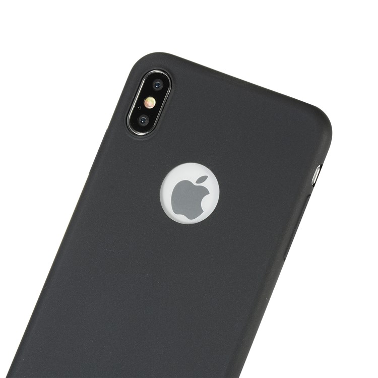 Solid Color Candy TPU Case with Apple Logo Cutout for iPhone XS 5.8 inch - Black-2