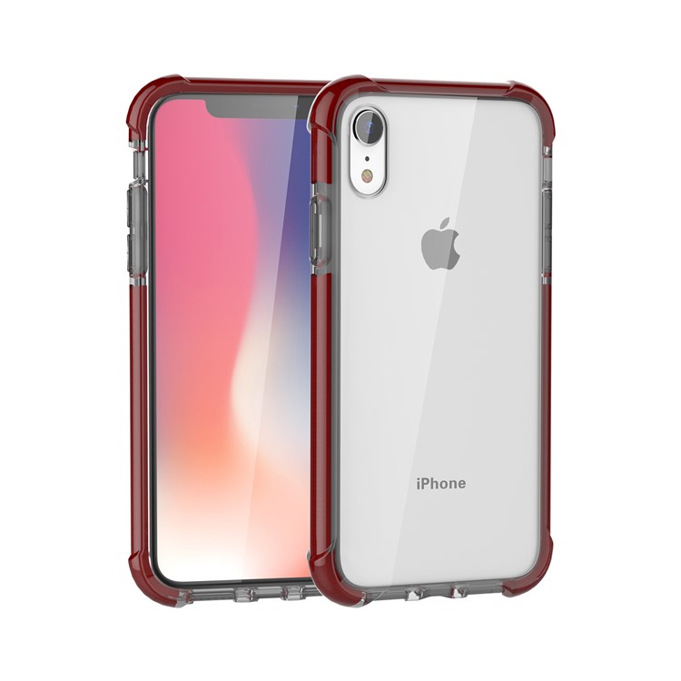 

Drop-resistant Clear Acrylic Phone Casing for iPhone XR 6.1 inch [Four Corners Cushioning] - Grey / Red, iPhone XR