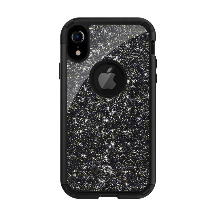 Glitter Powder Heavy Duty Rugged PC Silicone Hybrid Case for iPhone XR 6.1 inch - Black-2